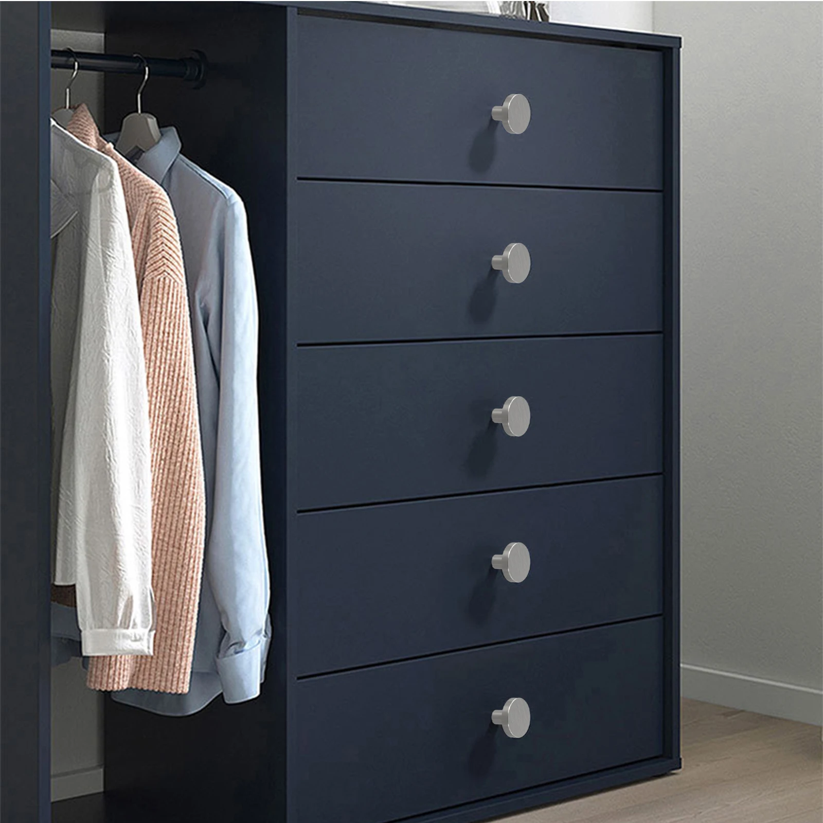 Space Aluminum Round Handle with Single Hole for Use on Cabinets Drawers Wardrobes and Bathrooms with Modern Style