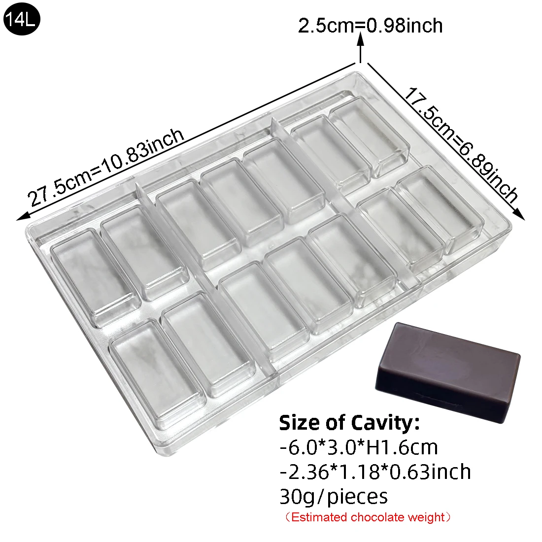 Dubai Chocolate Bar Molds Polycarbonate Candy Confectionery Baking Pastry Tools Utensils