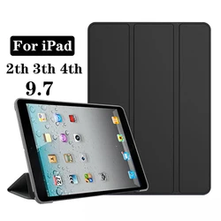 Чехол Funda для iPad 2 3 4, чехол из искусственной кожи тройного сложения, чехол для электронной книги для iPad 2-го 3-го 4-го поколения, 9,7 дюйма, чехол с умным сонным бодрствованием