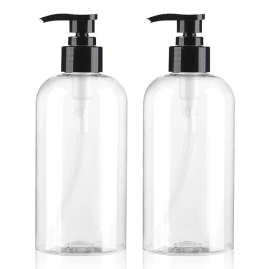 

Empty Pump Bottles Dispenser 12.85oz/380ml, Refillable Clear BPA-Free Plastic Pump Bottle for Shampoo, Lotion, Soap and Massage
