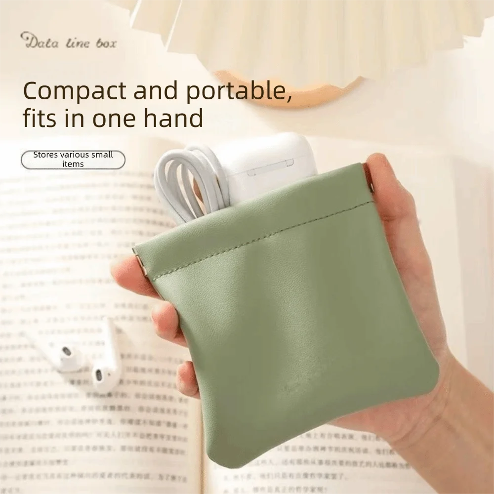 Coin Bag Dust-proof Charger Storage Bag Self-closing Spring Durable Cable Storage Bag Multi-functional Small Item Bag Office