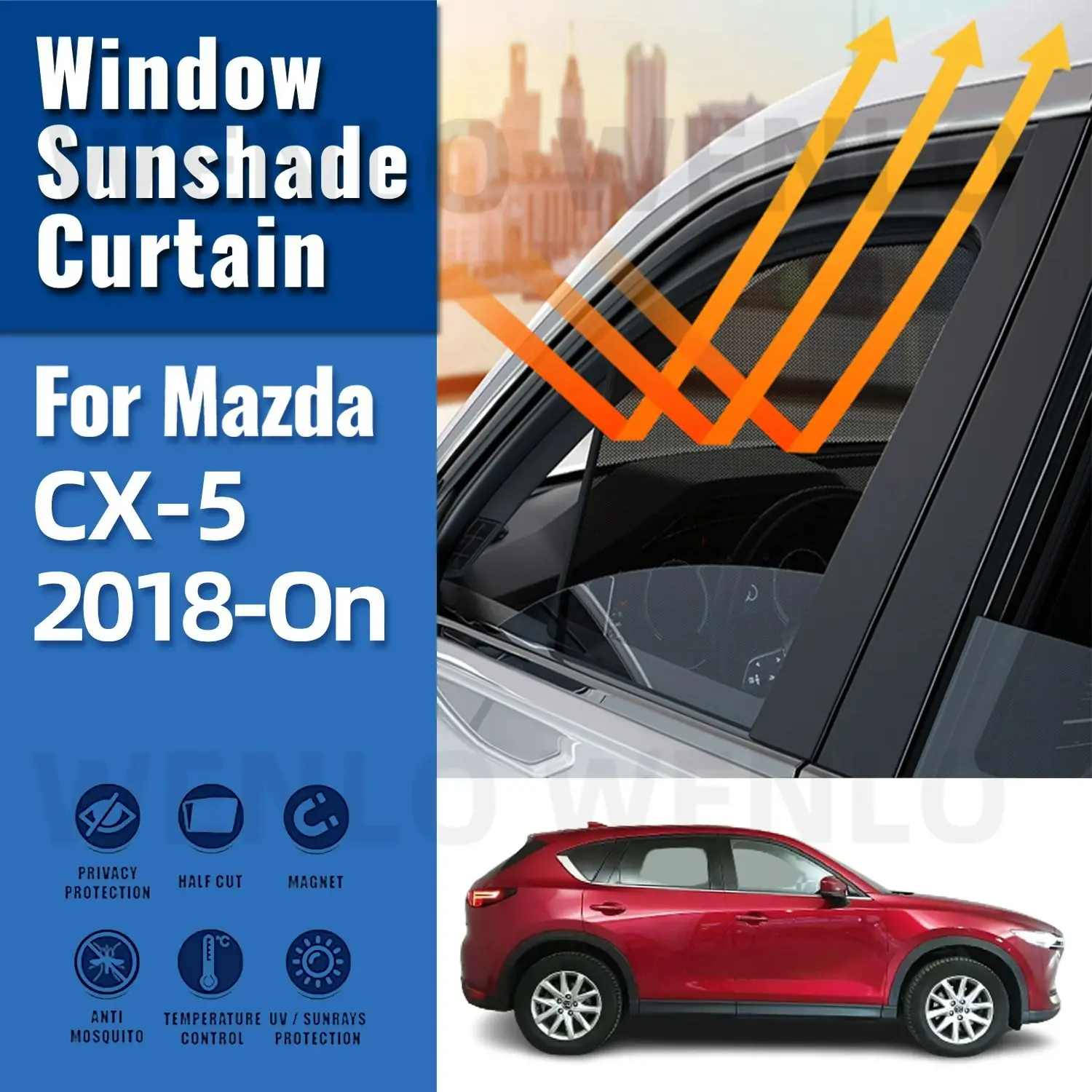 

For Mazda CX-5 CX5 KF 2018-2024 Side Window Sun Shade Visor Magnetic Car Sunshade Front Rear Windshield Frame Curtains Shield