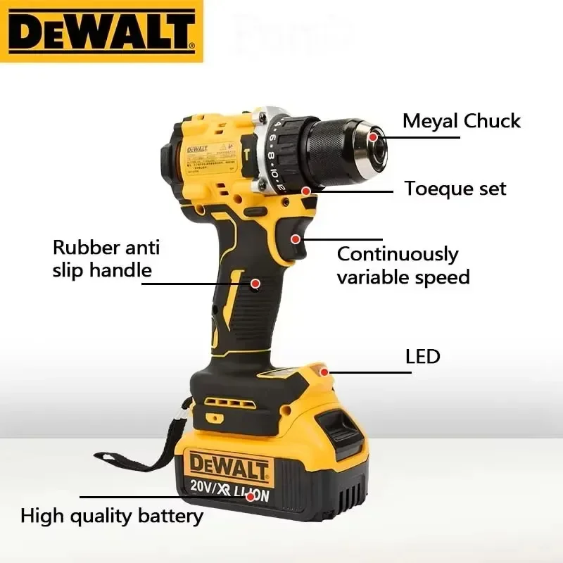 DEWALT Lithium Battery 20V Rechargeable Brushless Compact Electric Screwdriver Hand Drill Impact Drill DCD805