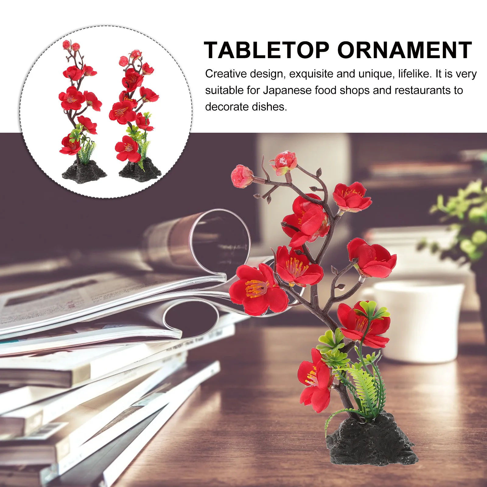 

2Pcs Sushi Plate Flower Ornament Exquisite Workmanship Good Materials Lifelike Green Plant Desktop Decor Sushi Artistic Flower