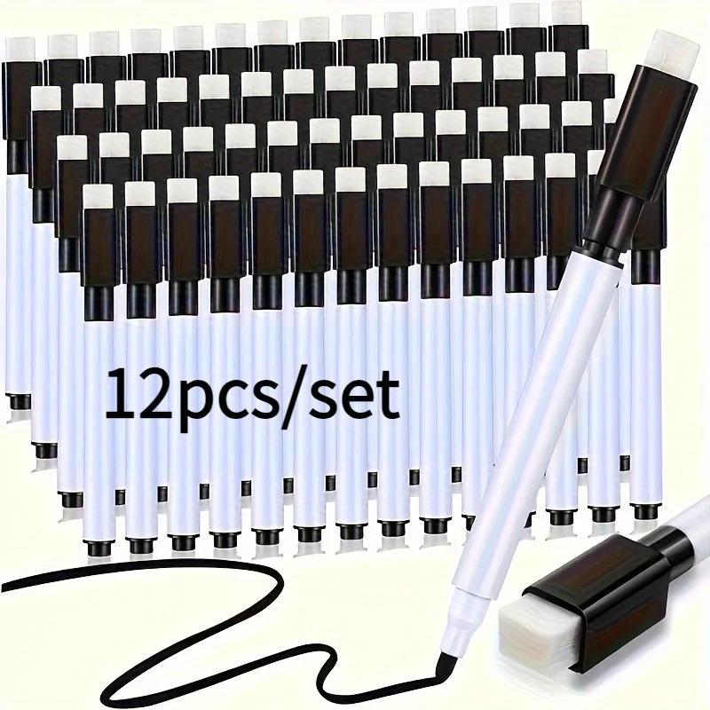 

1 набор из 12 стираемых ручек на водной основе, невыцветающих, быстросохнущих, гладких ручек для художественного рисования, подходит для офисов