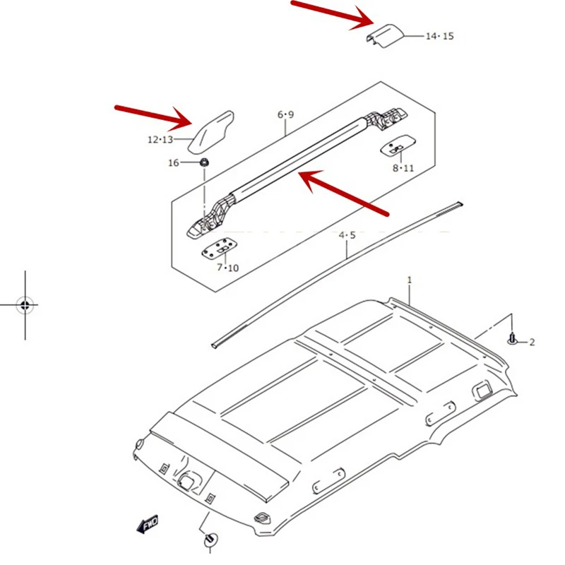 New Original Quality Parts Roof Rail Cap Cover For Suzuki Jimny 78216-81A00-1YW,78215-81A00-1YW,78225-81A00-1YW,78226-81A00-1YW