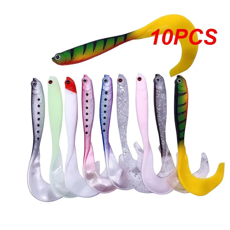 

10PCS Lifelike Long Tail Worms Lures Soft Bait 12cm 6g Artificial Silicone 3D Eyes Bass Pike Fishing Lure Jig Wobblers Tackle