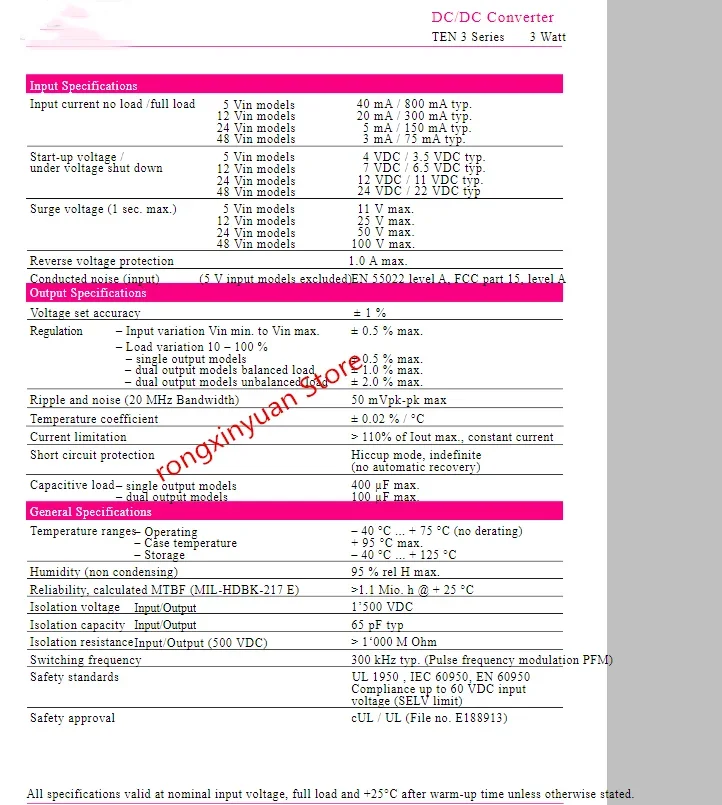 2Pcs TEN3-4822 TEN3-4810 TEN3-4813 TEN3-2411 TEN3-2422 TEN3-2423 TEN 3-4822 TEN3 DC/DC Converters 100% New original - Image 4