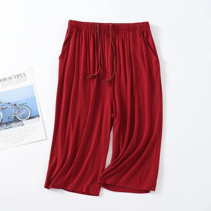 Burgundy men's 7/8 length pants