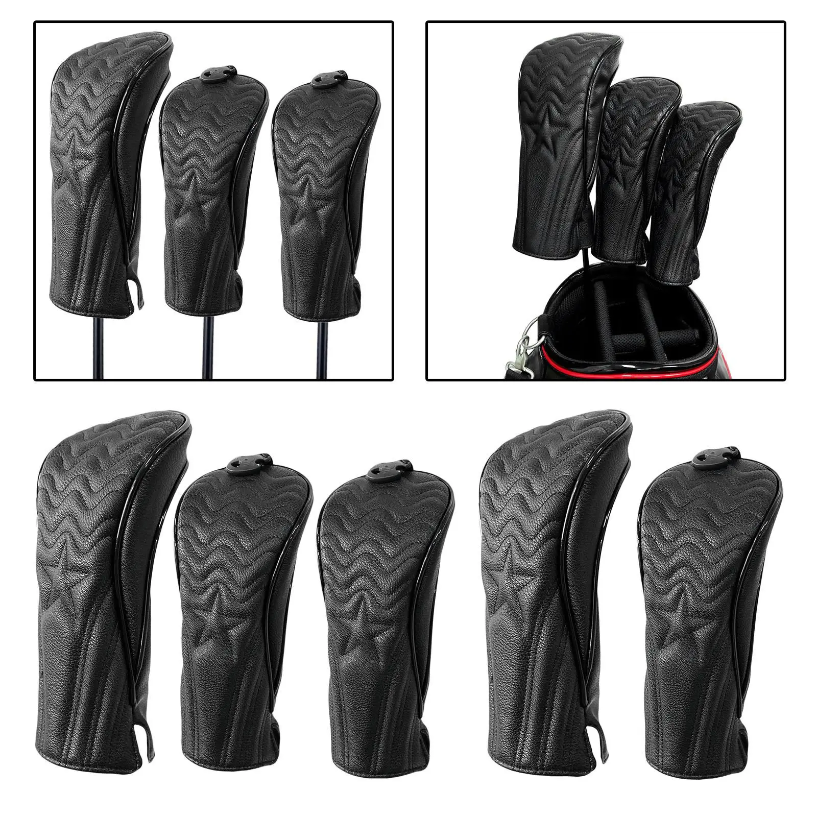 Waterproof Golf Wood Headcover Durable PU Lining Drivers Covers Utility