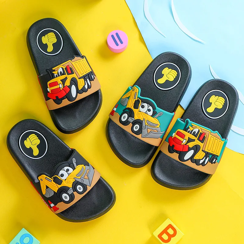 Children's Indoor Slip-resistant Soft-soled Cartoon Tank Themed Anti-slip Slippers for Boys Summer Parent-Child Slippers