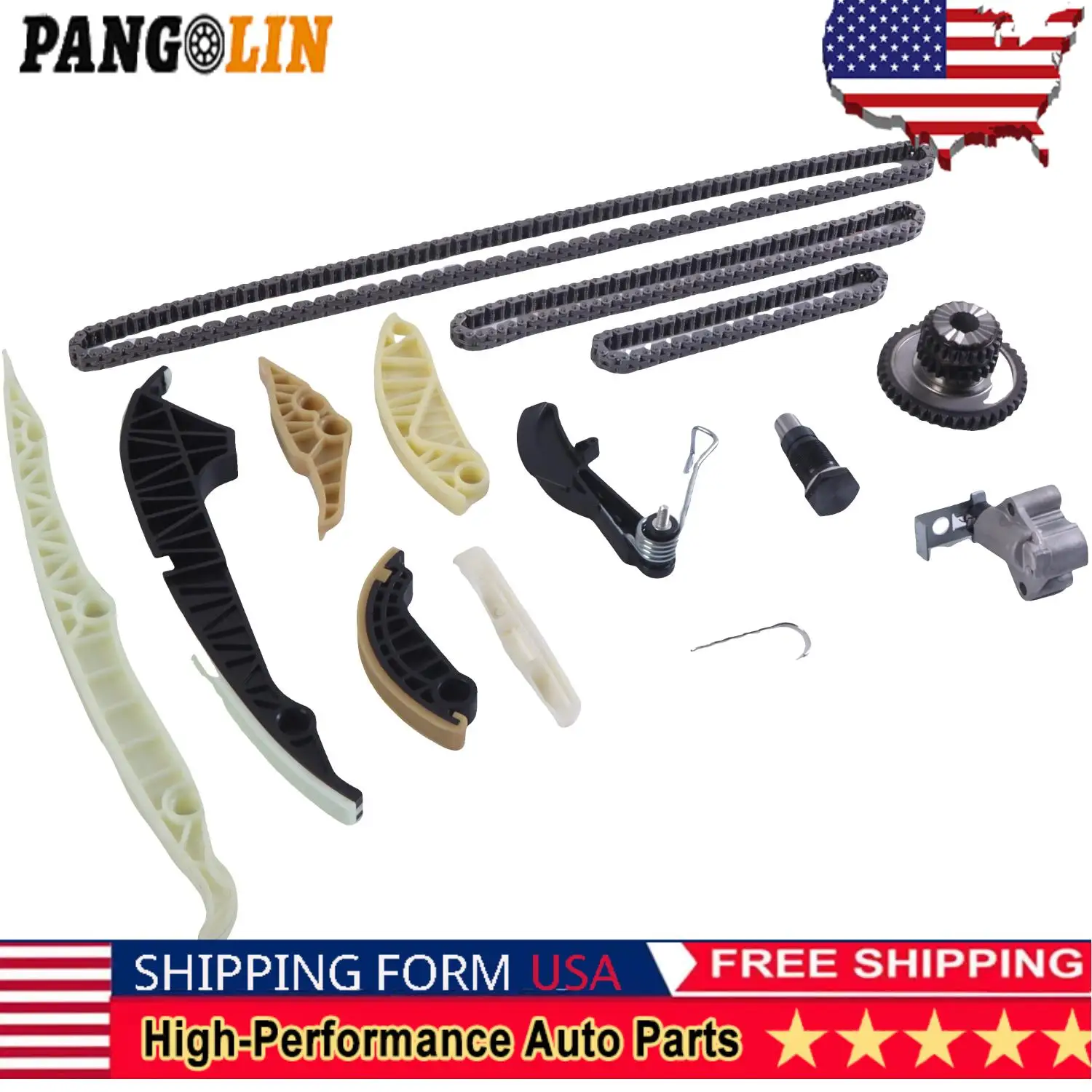 

PANGOLIN 1Set Timing Chain Kit 06H109509L 06H109158J For 08-14 Volkswagen Passat Jetta Golf 10-15Audi A4 Q5 1.8 2.0T Car Parts