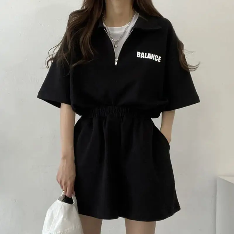 Sommer 2024, koreanische SLE-Zweiteiler-Sets für Damen, lässige, atmungsaktive Kleidung, bequeme Passform, T-Shirts und Orts-Outfits