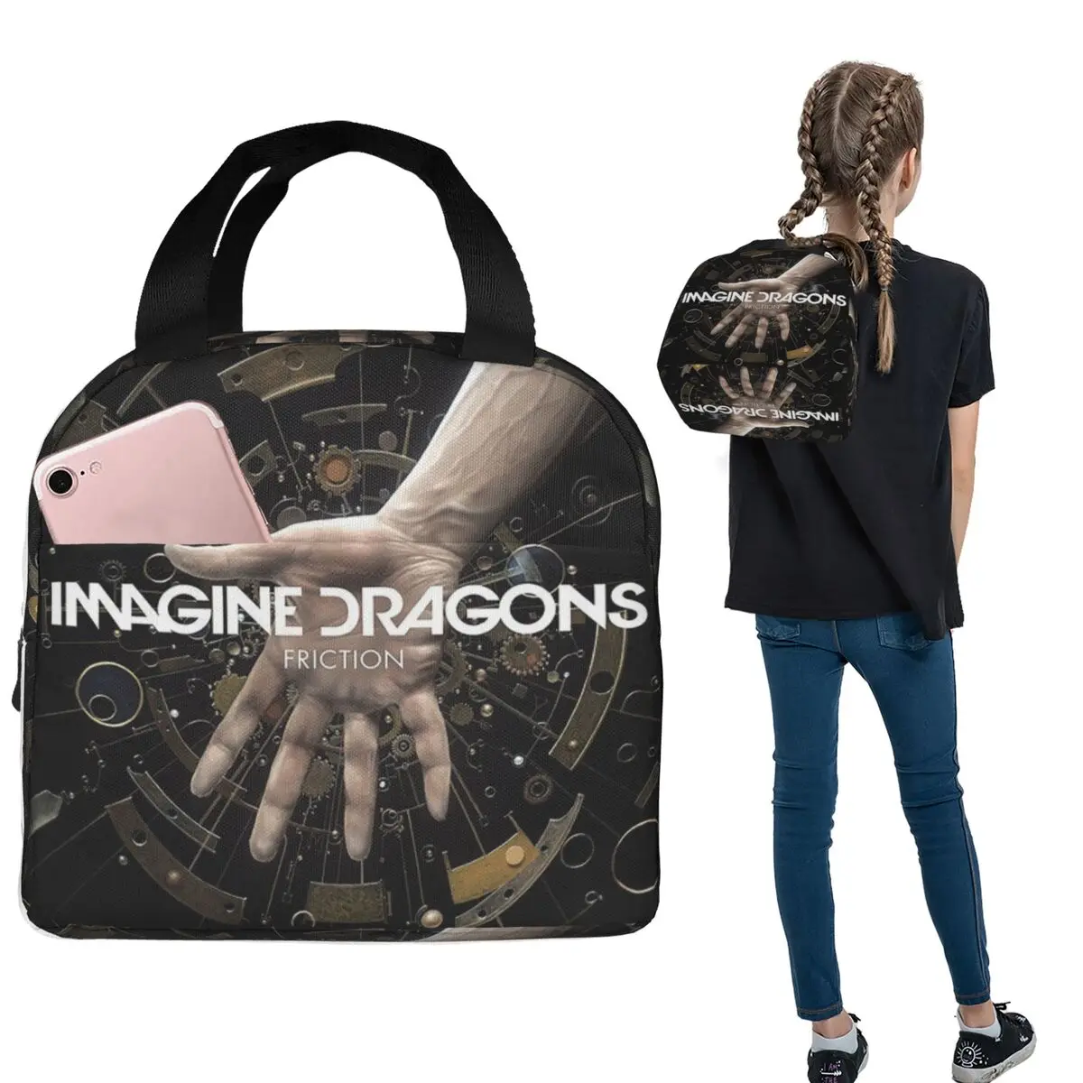 

Сумки для обеда Imagine Dragons Band, изолированная коробка для бенто, портативная сумка для обеда, герметичные сумки для пикника для женщин и девочек, работа