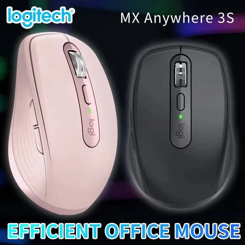 Mouse Nirkabel Logitech Versi Mac Bluetooth Senyap Portabel Kantor Apple Pink Girl MX Anywhere 3S