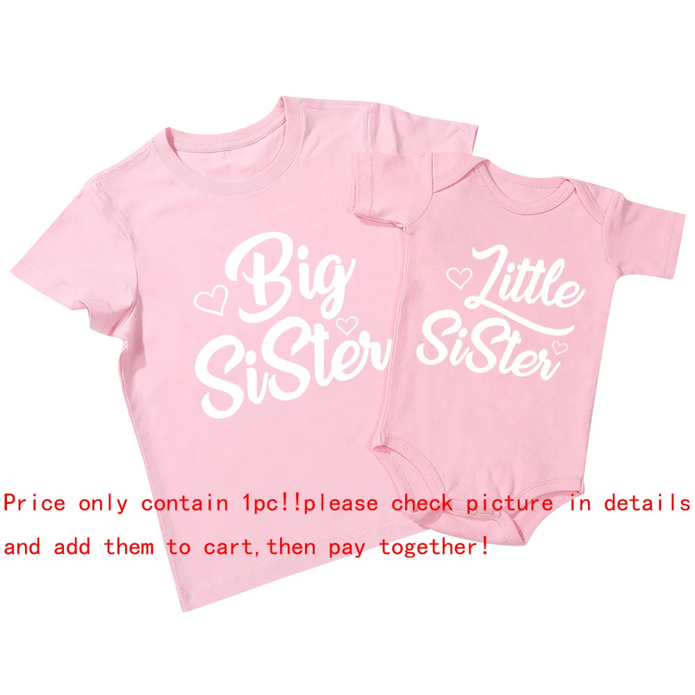 Matching Sister Shirts Matching Sibling Outfits Big Sister T-shirt Little Sister Baby Rompers Kids Top Baby Shower Gifts