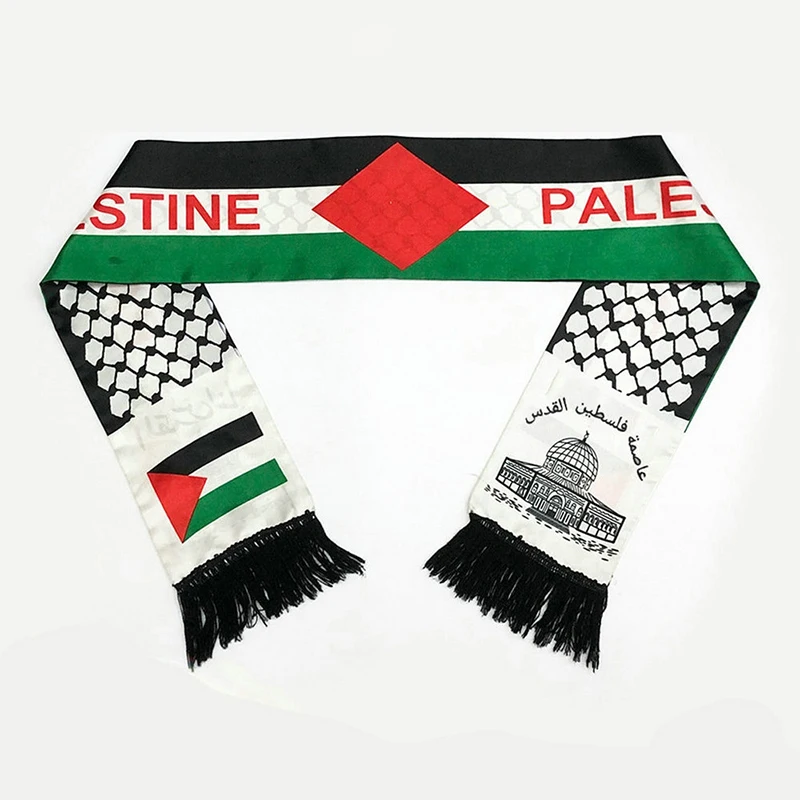 Aerlxemrbrae Palestine flag  Custom Scarf  palestine national day  14*130cm    Scarf Printing Satin Palestinian  Scarf