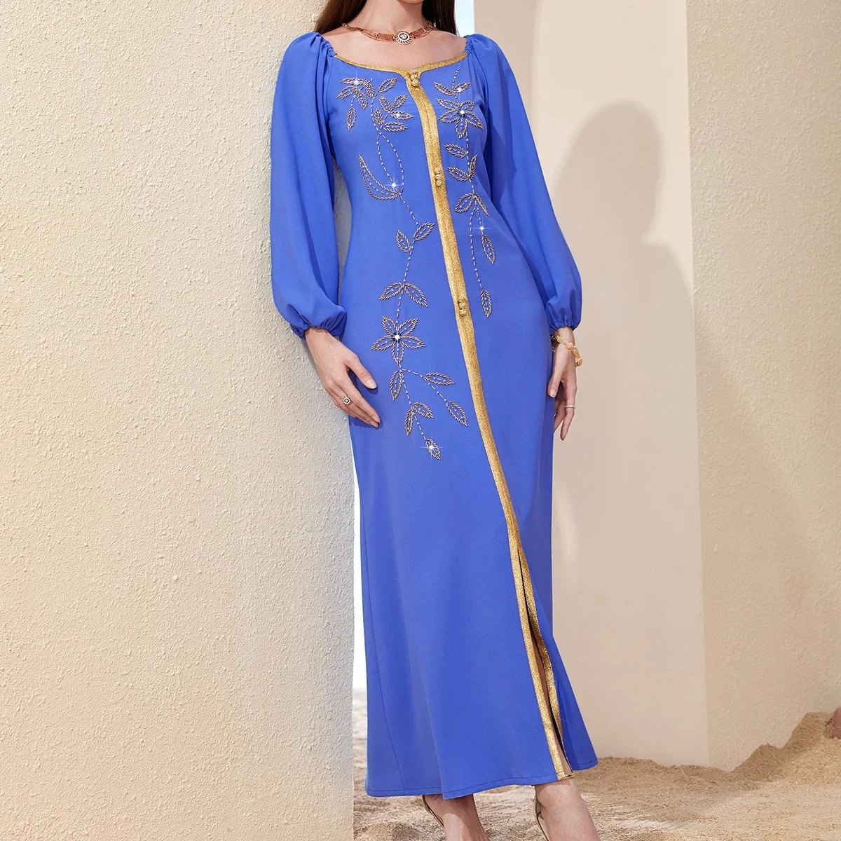 

Luxury Diamonds Muslim Women Maxi Dress Eid Mubarak Ramadan Evening Party Gown Dubai Abaya Turkey Kaftan Islamic Vestidos Robe