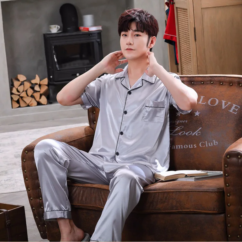 Pyjamas Suits Men's Clothing Summer Ice Silk Korea Thin Home Casual Simple Affordable High Quality Cozy Breathable Skinny Large