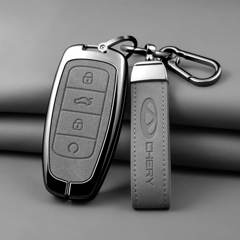 New model Zinc Alloy Goatskin Car Key Case Cover For Chery Omoda C5 5 fx 7 Tiggo 8 PLUS 8 Pro 7 Pro Arrizo 5 PLUS Car Keychain