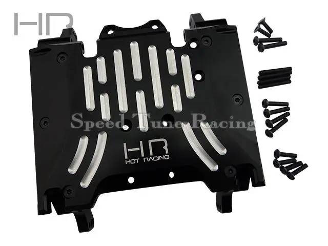 Hot Racing option upgrade aluminum skid plate with 4-link tabs for Axial Bomber kit and RTR vehicles