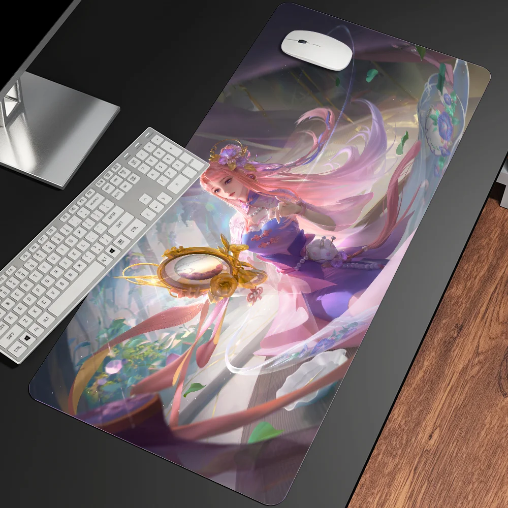 Anime Girl Gaming Mouse Sub Pad, Gaming MouseSub Notebook Keyboard Pad, Non-ald, Résistant à l'usure, Polymères de bureau, Bureau d'ordinateur portable, Taille média