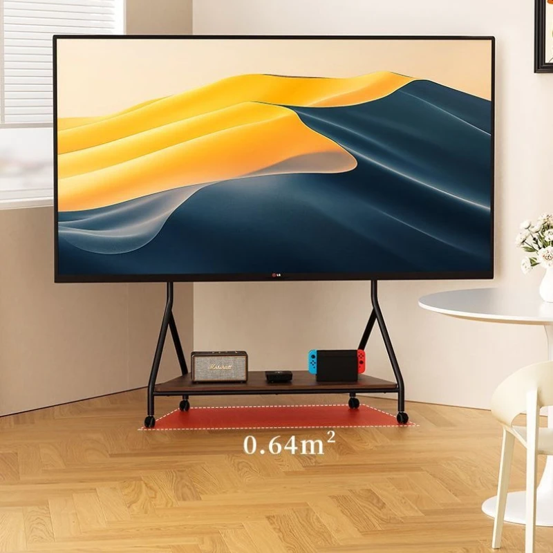 TV Rack Suitable for 65-120 Inches Nordic Mobile Rack No Punching Live Broadcast Monitor Rack Modern TV Stand Black TV Cabinet