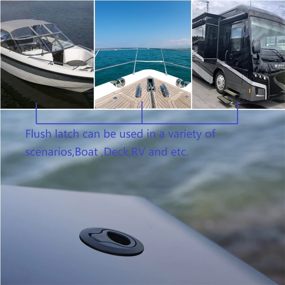 

4pcs Flush Pull Slam Latch Black Plastic Nylon Latch For RV Boat Marine Deck Hatch Door Cabinet Hardware Pack