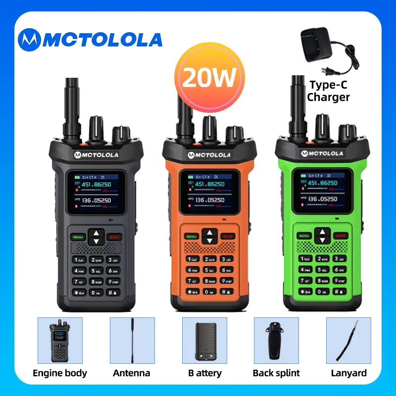 

MOTOLOLA 20W High Power Outdoor Intercom VHF UHF Dual Frequency Amateur Radio Flashlight High Charge Handheld Walkie Talkie