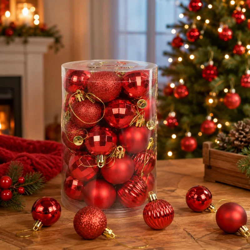 34Pcs/Box 4cm Christmas Ball Decoration Xmas Tree Pendent Ornaments for Home Decor Navidad New Year 2026 Party Gift Supplies