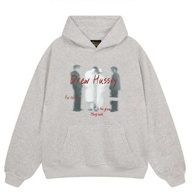 High Street Oversized Black Hoodie Abstract Shadow Retro Silhouette Graphic Print Y2K Streetwear Aesthetic Sweatshirt Hip Hop