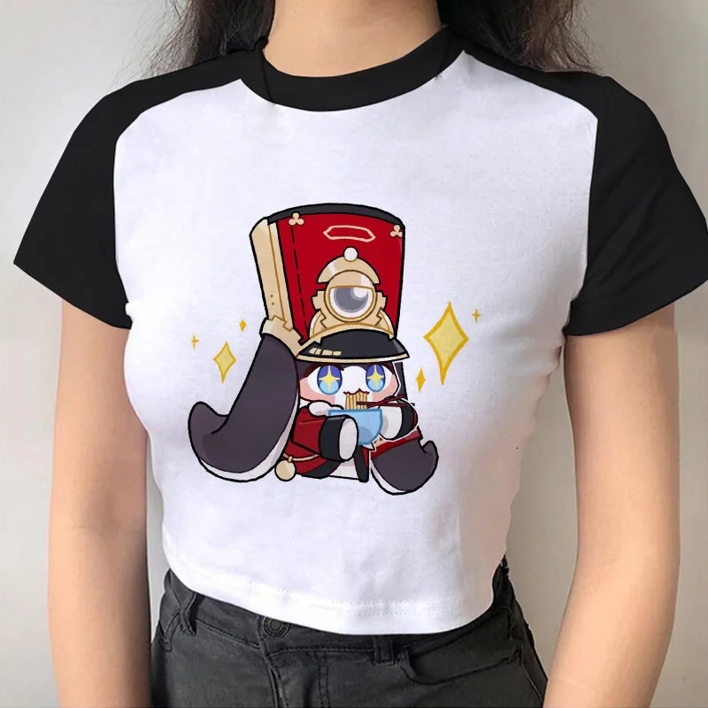 Jogo Honkai Star Rail Chibi Kafka Camiseta Anime Algodão Camisetas Mulheres Camisetas Gráfico Moletom Vintage Hip Hop Verão T-shirt