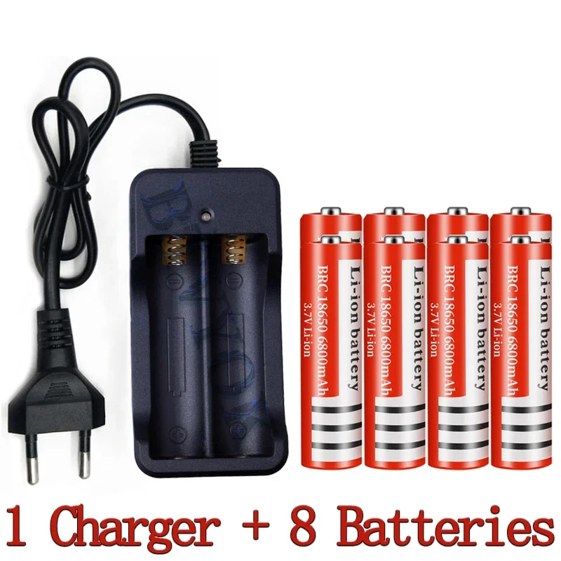 6800mAh Capacity Rechargeable Battery 18650 Battery 3.7V Li-ion Rechargeable Battery For Flashlight Torch Battery+Charger