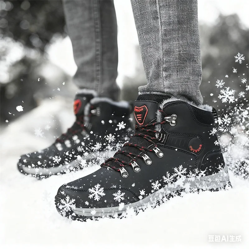 

YRZL Snow Boots for Men Waterproof Thermal Winter Boots Anti Slip Warm Lined Lightweight Comfortable Outdoor Hiking Work Boots
