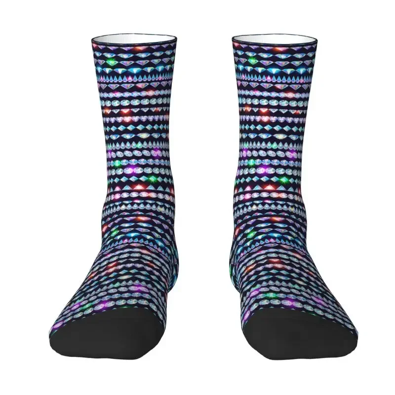 

Fashion Luxury Rhinestones Men Women Crew Socks Unisex Novelty 3D Printed Jewelry Diamonds Dress Socks