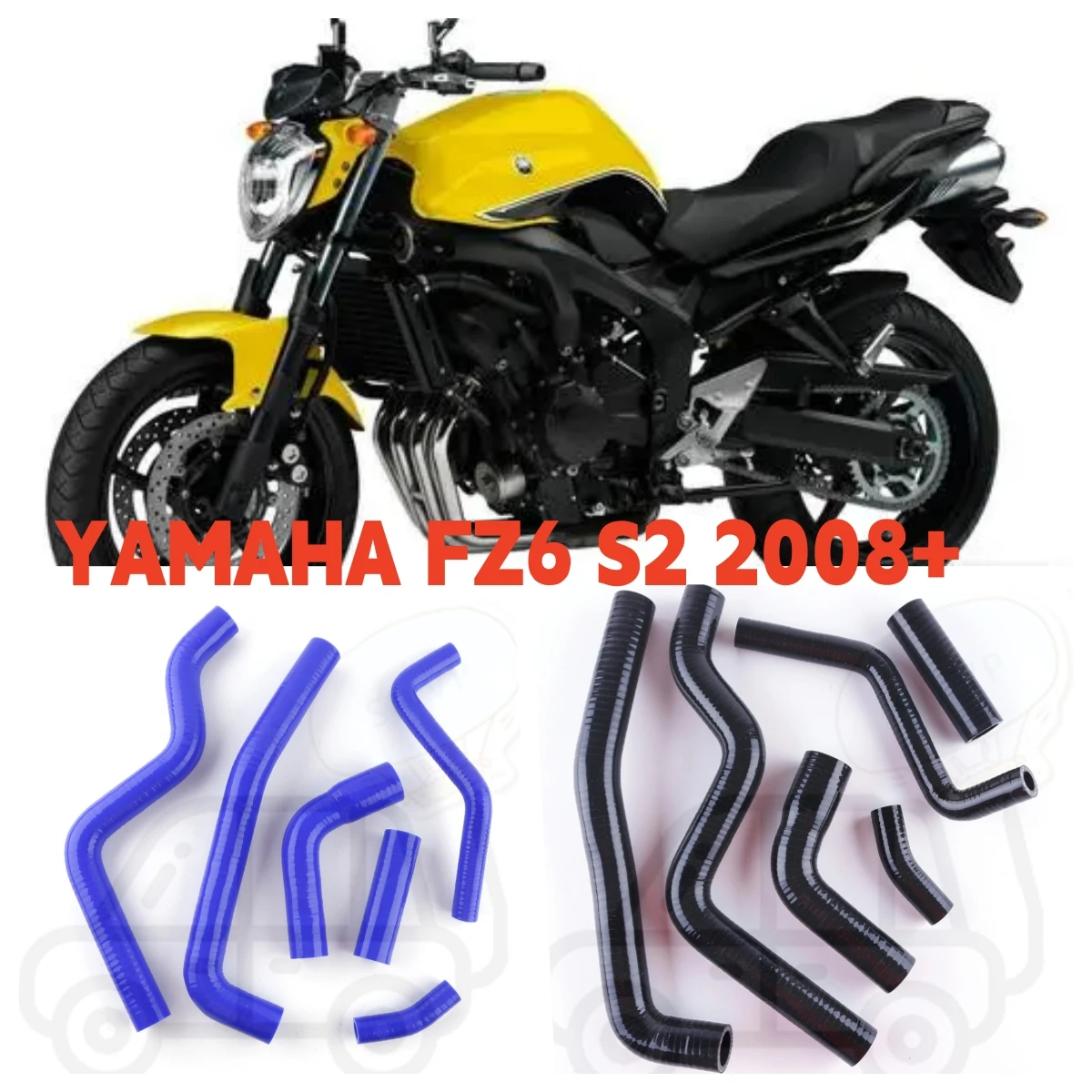 6PCS 3PLY Motorcycle Silicone Radiator Hose Pipe For 2008 2009 2010 Yamaha FZ6 S2 /FZS600 ABS 4-Stroke High Performance Parts