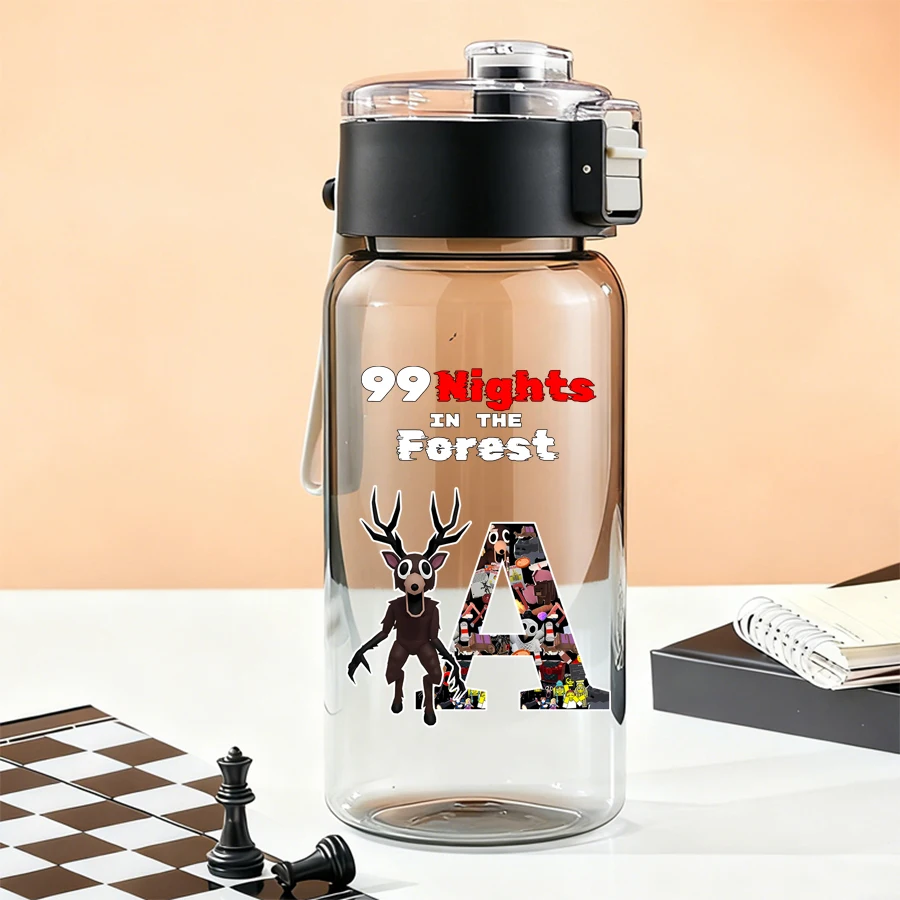 

600ML 99 Nights in The Forests Sports Water Bottles Game Large Water Cups Anime Outdoor Transparent Drinking Bottle Kids Gift