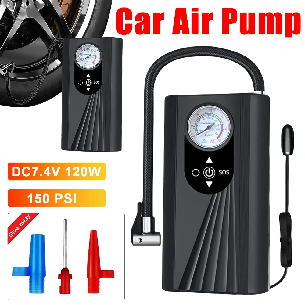 

Автомобильный воздушный компрессор, перезаряжаемый электрический автомобильный воздушный насос, портативный надувной насос для автомобиля, мотоцикла, велосипеда, мяч, авто накачка шин