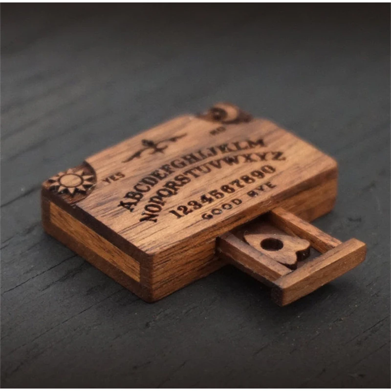 Mini Ouija Board Handmade Board With Drawer Retro Miniature Spirit Board Talking Spirit Board Divination Tools 4.6*0.9*0.6 Inch