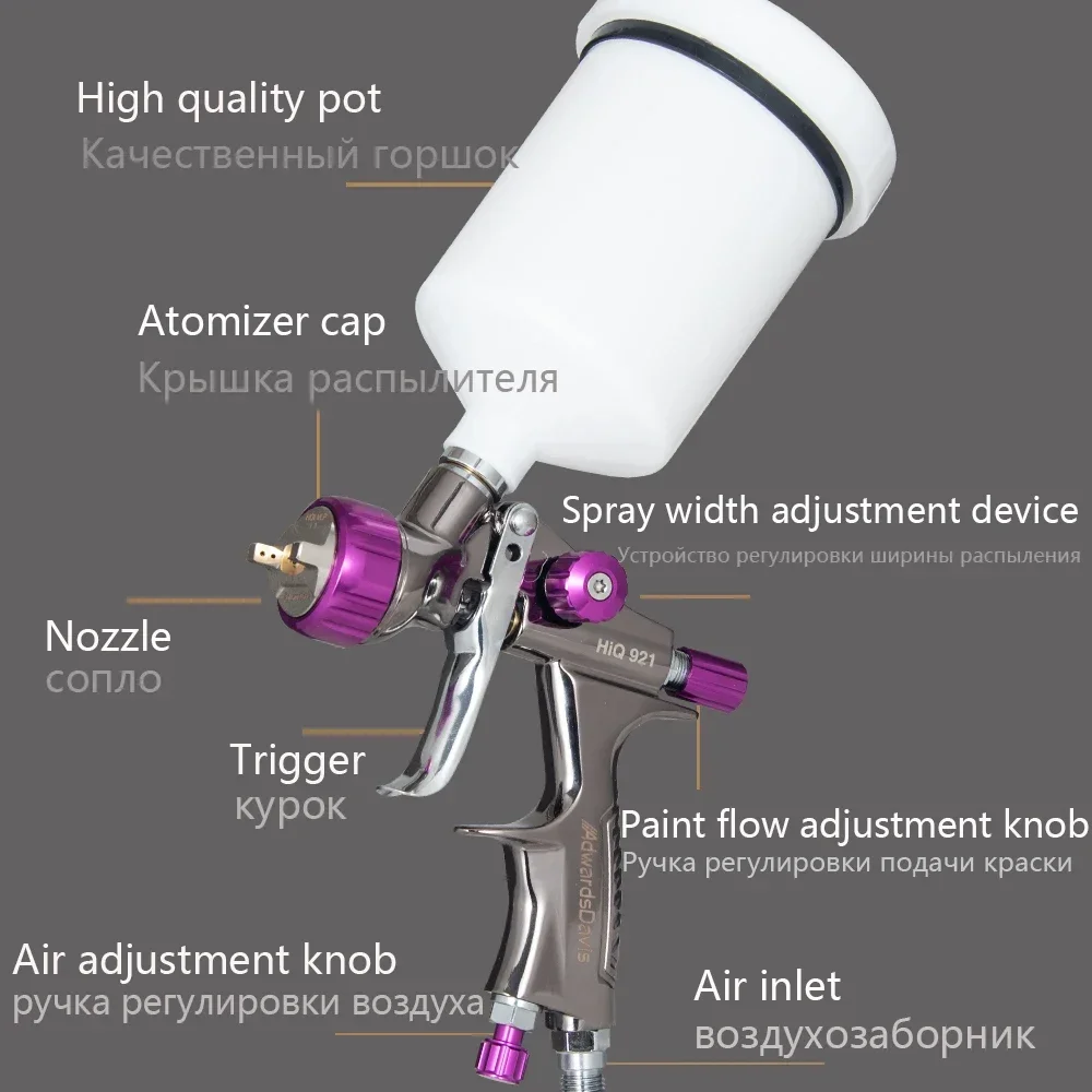 HVLP Gravity Low Pressure Pneumatic Paint Spray Gun High Atomization Spray Tool Spray Gun Automotive Furniture Leather Industry