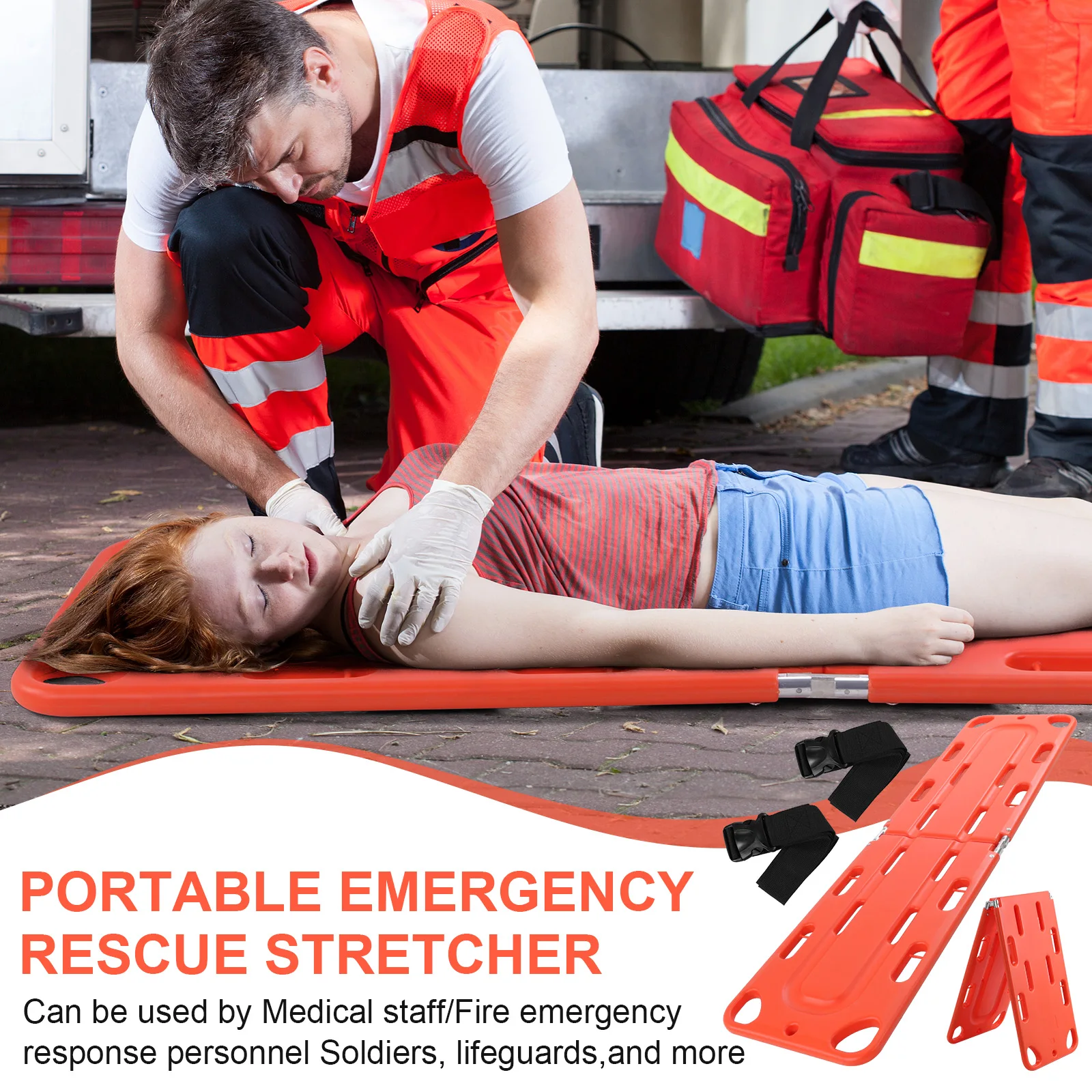 

Spine Board Stretcher with Backboard Straps