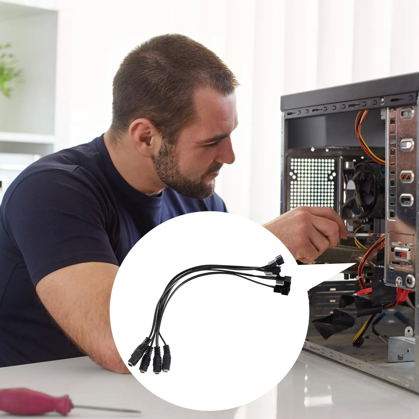 

5Pcs Dc to 4-Pin Fan Power Adapter Cable 12V Male to Female Splitter for Pc Case Cooling Network Equipment Solution