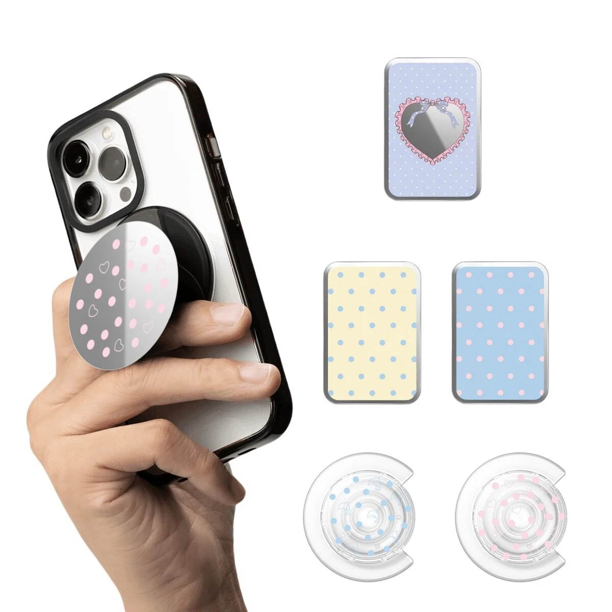 Dolphin Dot Magnetic Phone Grip Stand Card Holder for IPhone 13 14 15 16 17 Pro Max Case