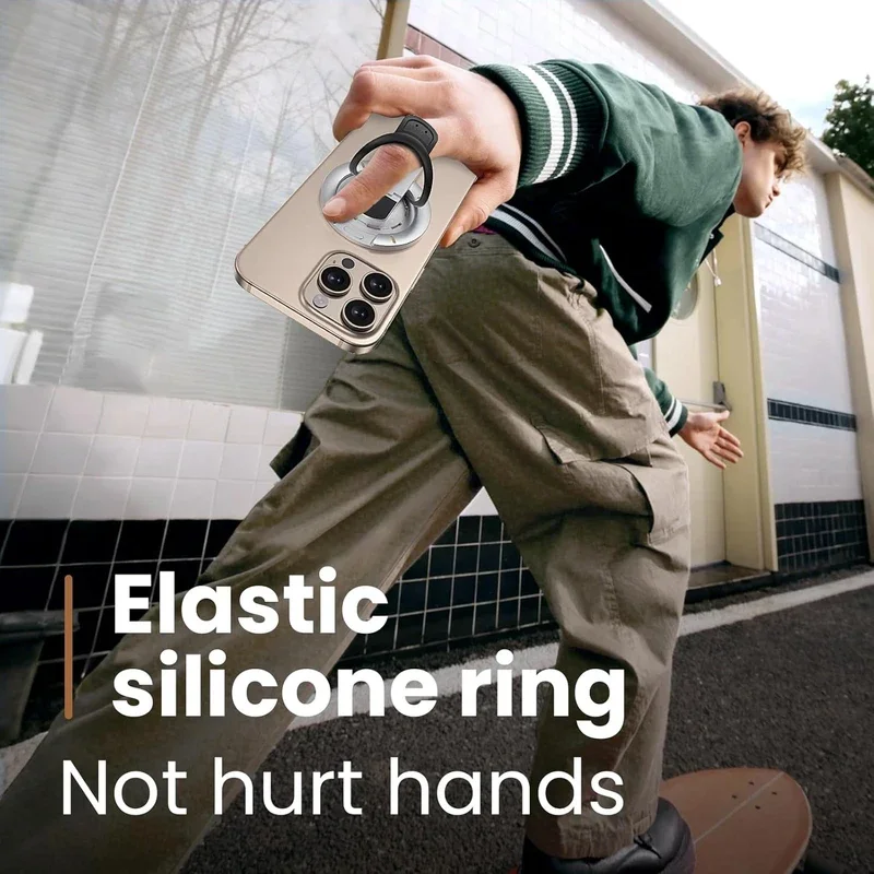 Doppelseitiger magnetischer Telefonringhalter aus Aluminium für iPhone 13/14/15/16/17, ultradünner MagSafe-Ständer, 360-Grad-Drehung