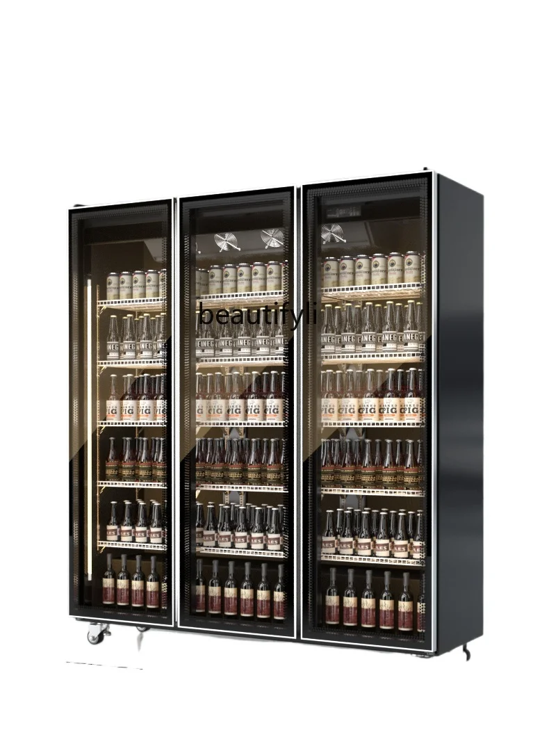 Milanka Beer Drinks Wine Display Cabinet Refrigerated Freezer Commercial Three-Door Bar Refrigerator storage cabinet