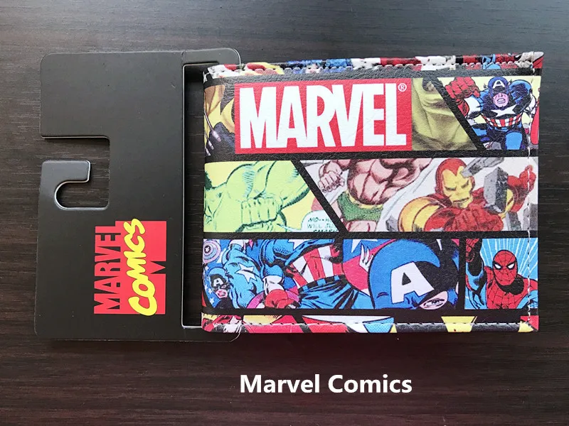 New Marvel Avengers Leather Coin Purses Fashion Q-version Anime Super Hero Figures Series Short PU Wallet Handbag Birthday Gift