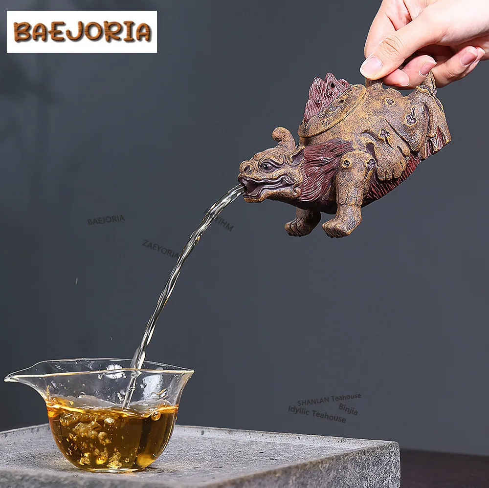 BAEJORIA 210ml Elegant Yixing Purple Clay Teapots Handmade Pi Xiu Pot Raw Ore Downhill Mud Tea Maker Kettle Zisha Tea Set Gift