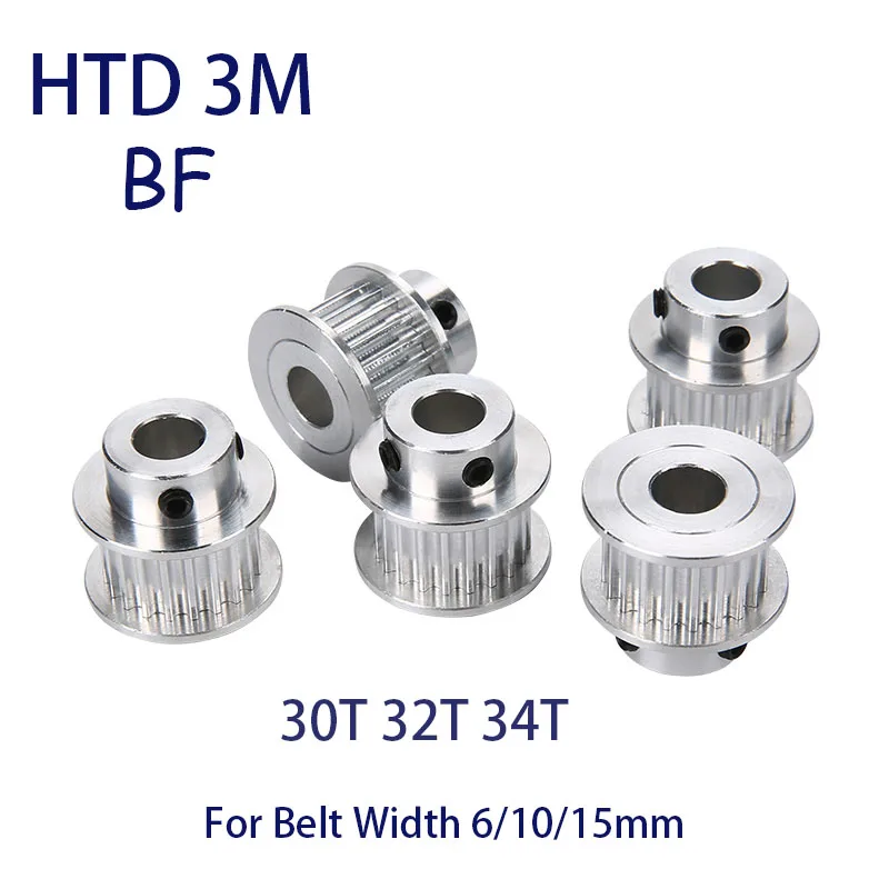

1Pcs HTD 3M BF Timing Pulley 30T 32T 34T Teeth Bore 4mm-19mm Belt Width 6/10/15mm 3M Transmission Belt Pulley