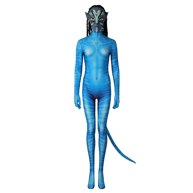 Neytiri تأثيري المرأة زي الصورة الرمزية 2 فيلم طريقة المياه لعب الأدوار فانتازيا امرأة بذلة قناع الذيل هالوين تمويه