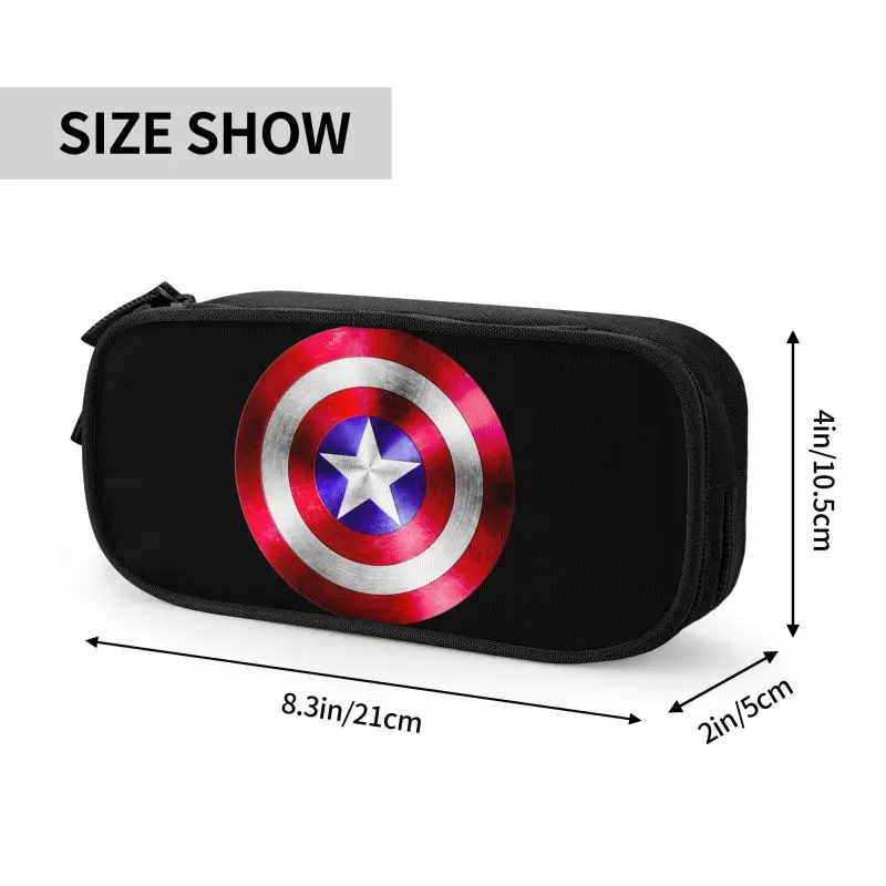 Imagem -04 - Capas de Lápis Capitão América para Meninas e Meninos Super-herói Escudo Grande Capacidade Bolsa de Caneta Papelaria Bonito Personalizado